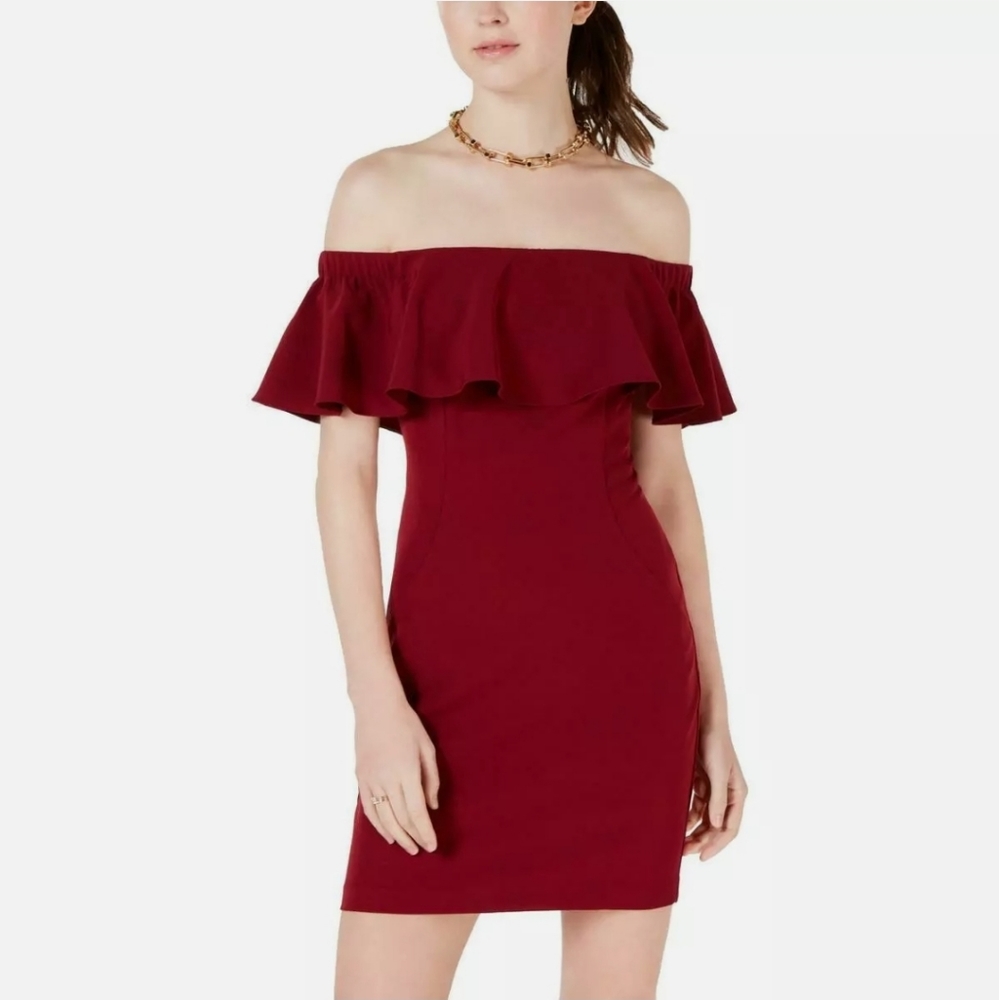 8# Teeze Me  Off-The-Shoulder Sheath Mini Dress